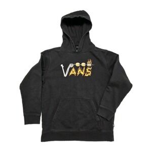 Vans Hoodie Bones Roasting Marshmallows Fire Big Kid Large 12/14 Pullover Black